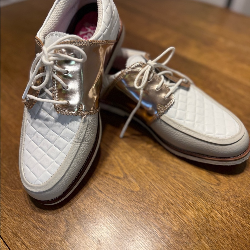 White and Rose Gold Women's G-Fore Golf Shoes